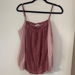 Anthropology Floral Red Pink Spaghetti Strap Top